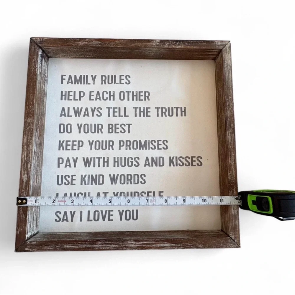Rustic Brown Family Rules Wall Art
